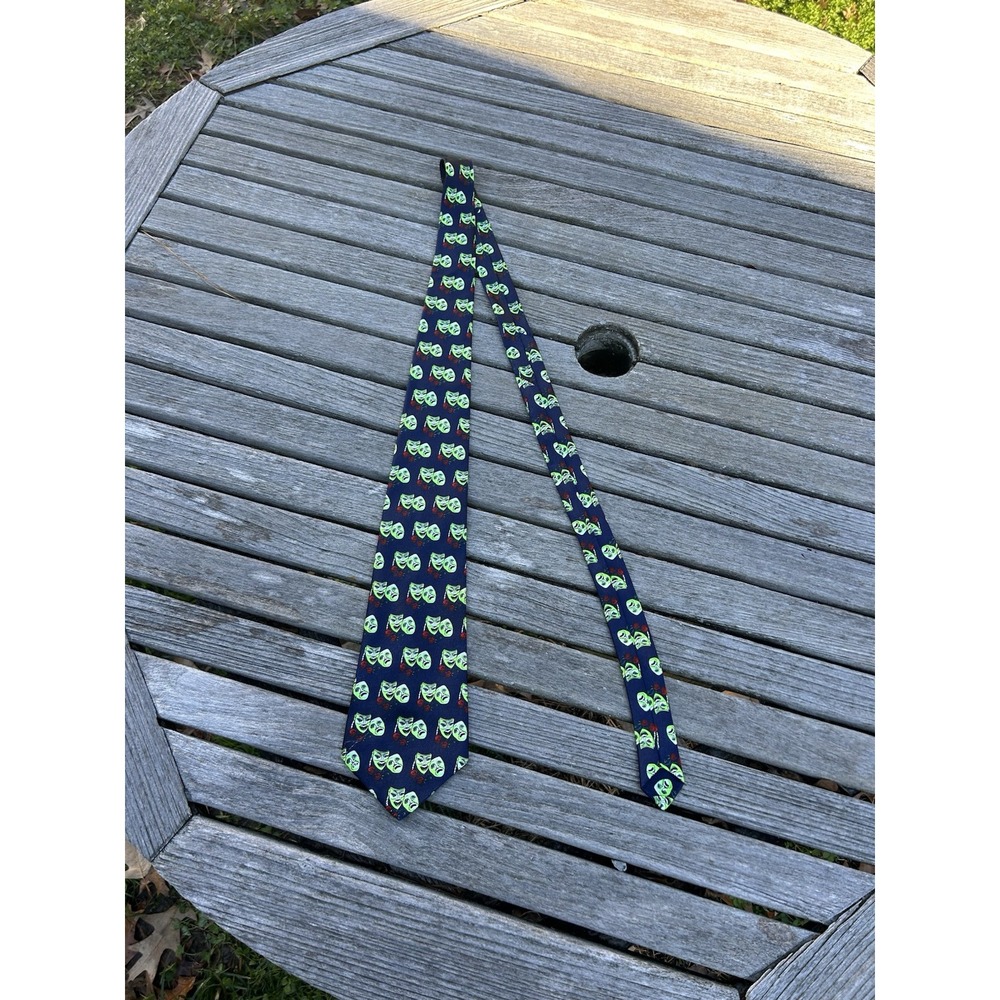 A. Rogers Tie, Dark Blue with Comedy/Drama Masks Tragedy Vintage‎